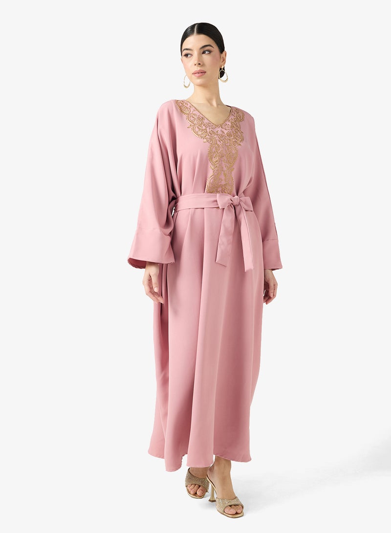 hayas closet Embroidered Belted Jalabiya - Image 4